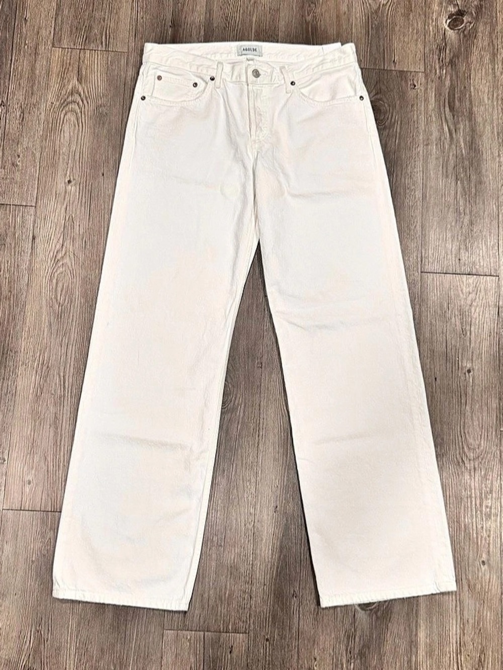 AGOLDE Low Rise Baggy Jeans Cotton Jeans in White Waist 28